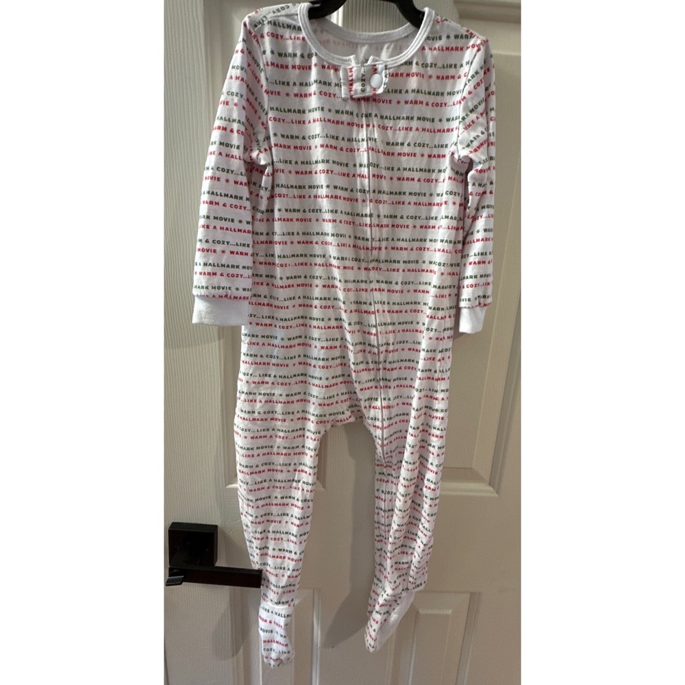 Hallmark Channel Toddler 2T Footed Sleeper Pajamas Christmas Holiday Movie White